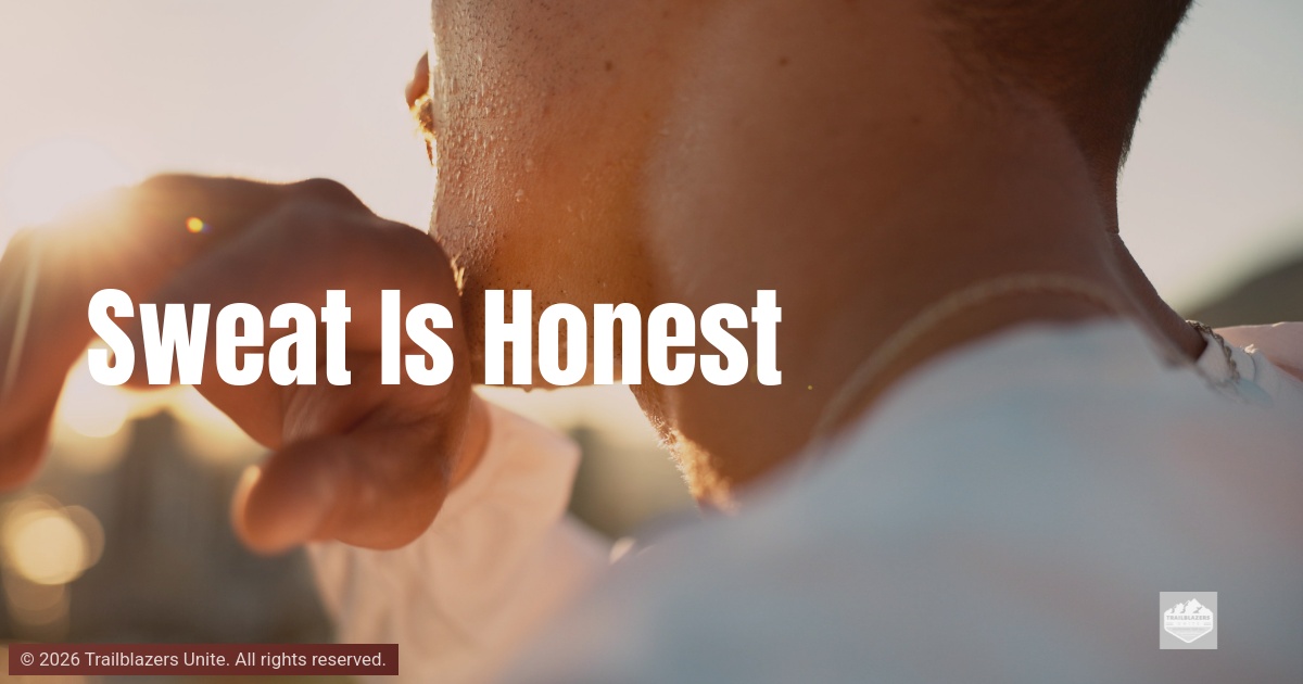 Person wiping sweat from their face during outdoor activity at sunset, representing effort, perseverance, and physical commitment.