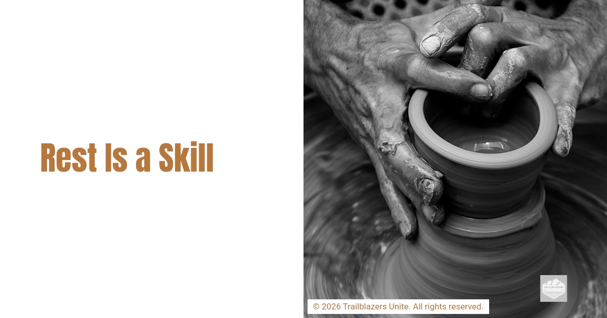 Hands shaping clay on a pottery wheel, symbolizing patience, balance, and controlled effort.